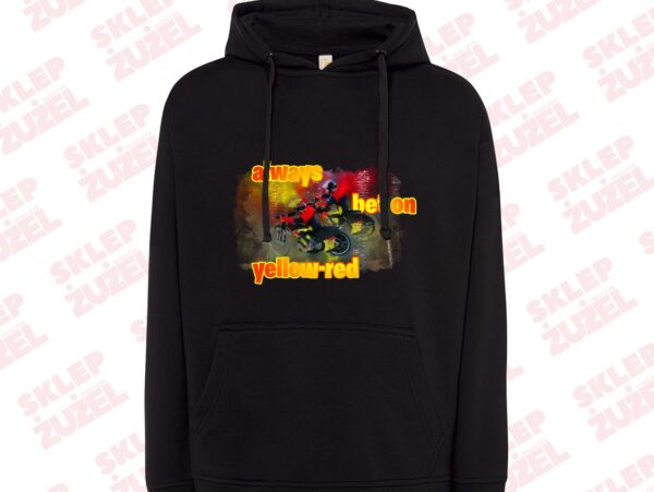 Bluza męska z kapturem Grafika MZ24 Always bet on yellow-red - obrazek 4