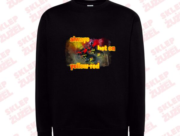 Bluza męska Klasyczna  Z nadrukiem  Grafika MZ24 Always bet on yellow-red - obrazek 3