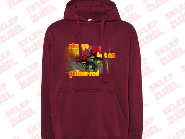 Bluza męska z kapturem Grafika MZ24 Always bet on yellow-red - obrazek 3