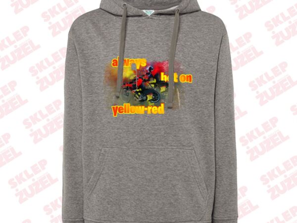 Bluza męska z kapturem Grafika MZ24 Always bet on yellow-red - obrazek 2