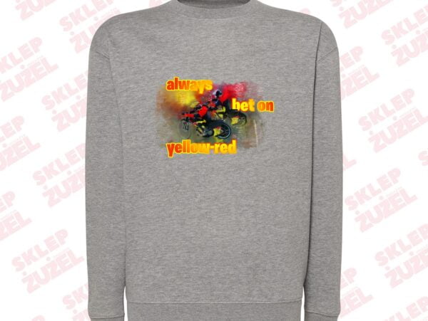 Bluza męska Klasyczna  Z nadrukiem  Grafika MZ24 Always bet on yellow-red - obrazek 2