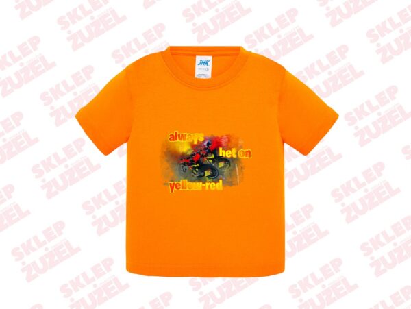 Koszulka dla Maluszka z żużlową grafiką MZ24 100% bawełna Always bet on yellow-red - obrazek 4