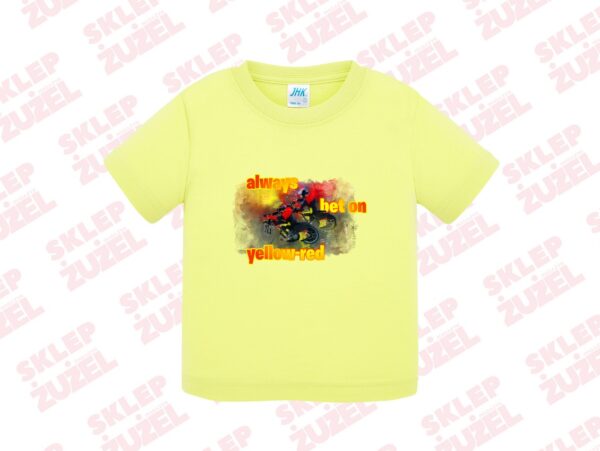 Koszulka dla Maluszka z żużlową grafiką MZ24 100% bawełna Always bet on yellow-red - obrazek 5